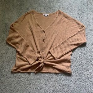 Cropped tie front AE sweater